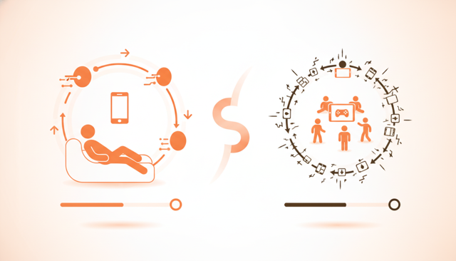 clean infographic showing one person using mobile data comfortably versus a small household quickly exhausting the same data allowance