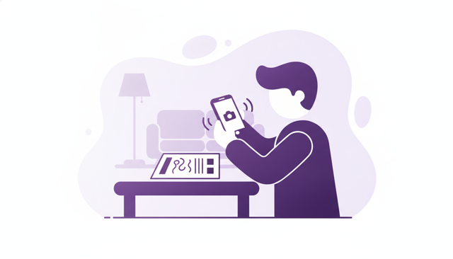 person using a smartphone banking app to scan a paper bill on a table, with a clean modern home setting and no visible text