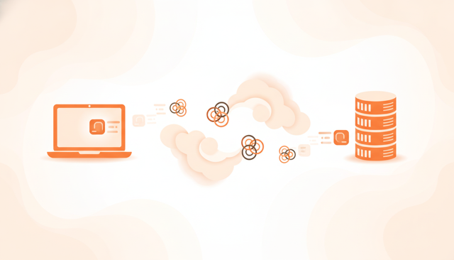 minimalist illustration of a data packet traveling from a laptop to a distant server and back, showing the concept of network delay without any text