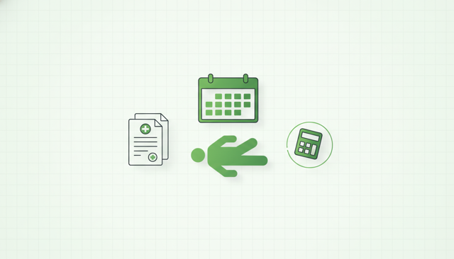 realistic editorial illustration of an injured person recovering at home with a calendar, medical documents, and a subtle calculator symbol, no text, labels, or numbers