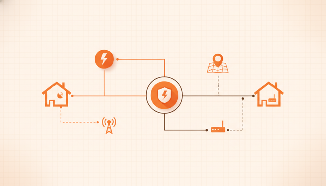 minimalist comparison scene showing two households choosing between several internet options, emphasizing speed, stability, and address-specific availability