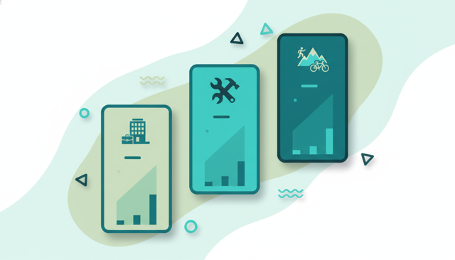 minimalist comparison illustration showing three insurance price levels with simple icons for office worker, manual worker, and active hobby, emphasizing different risk levels